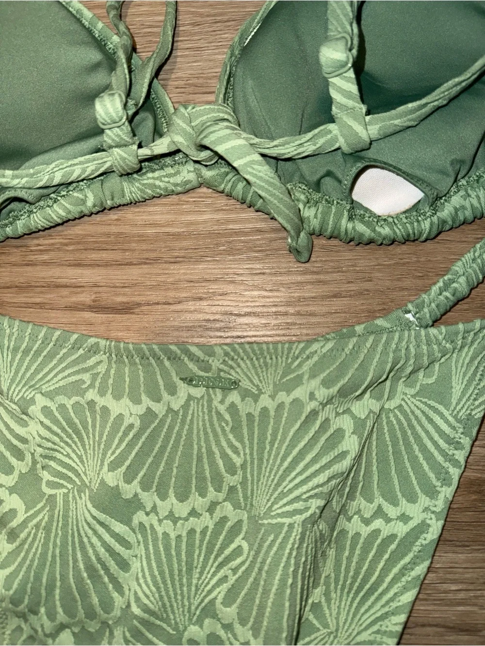Light Green Patterned Triangle Bikini Set - Picture 6 of 6